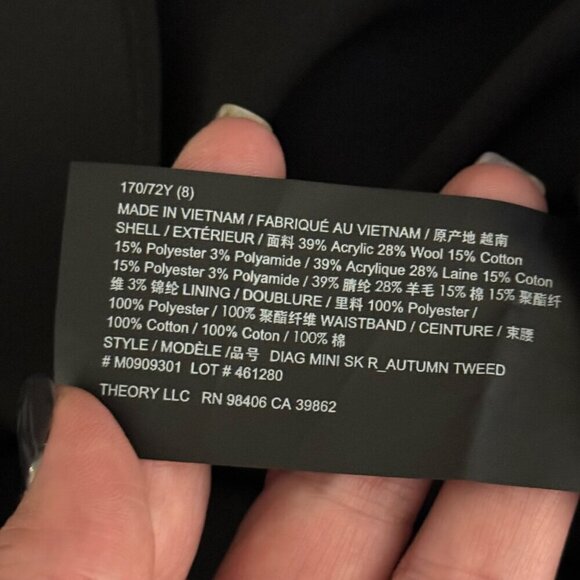 Theory NEW Autumn Tweed Mini Skirt Blue Black White Career Office Classic Sz 6 - Picture 10 of 10
